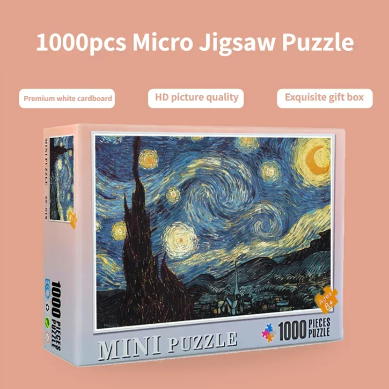 38*26Cm Mini Puzzel 1000 Stuks Voor Volwassenen Beroemde Schilderij Landschap Speelgoed Familiespel Huisdecoratie Festival Aanwezig