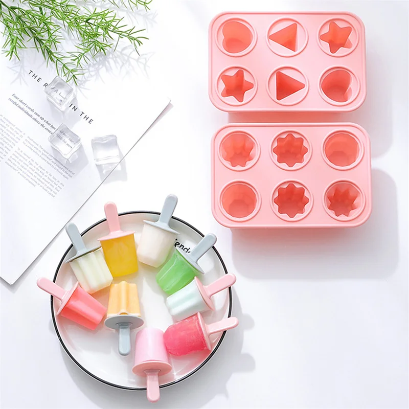 Ice Cream Popsicle Mold DIY Ice Cream Machine Homemade Ice Box with Plastic Stick Ice-lolly Mold Ice Cube Tray Kitchen Gadgets