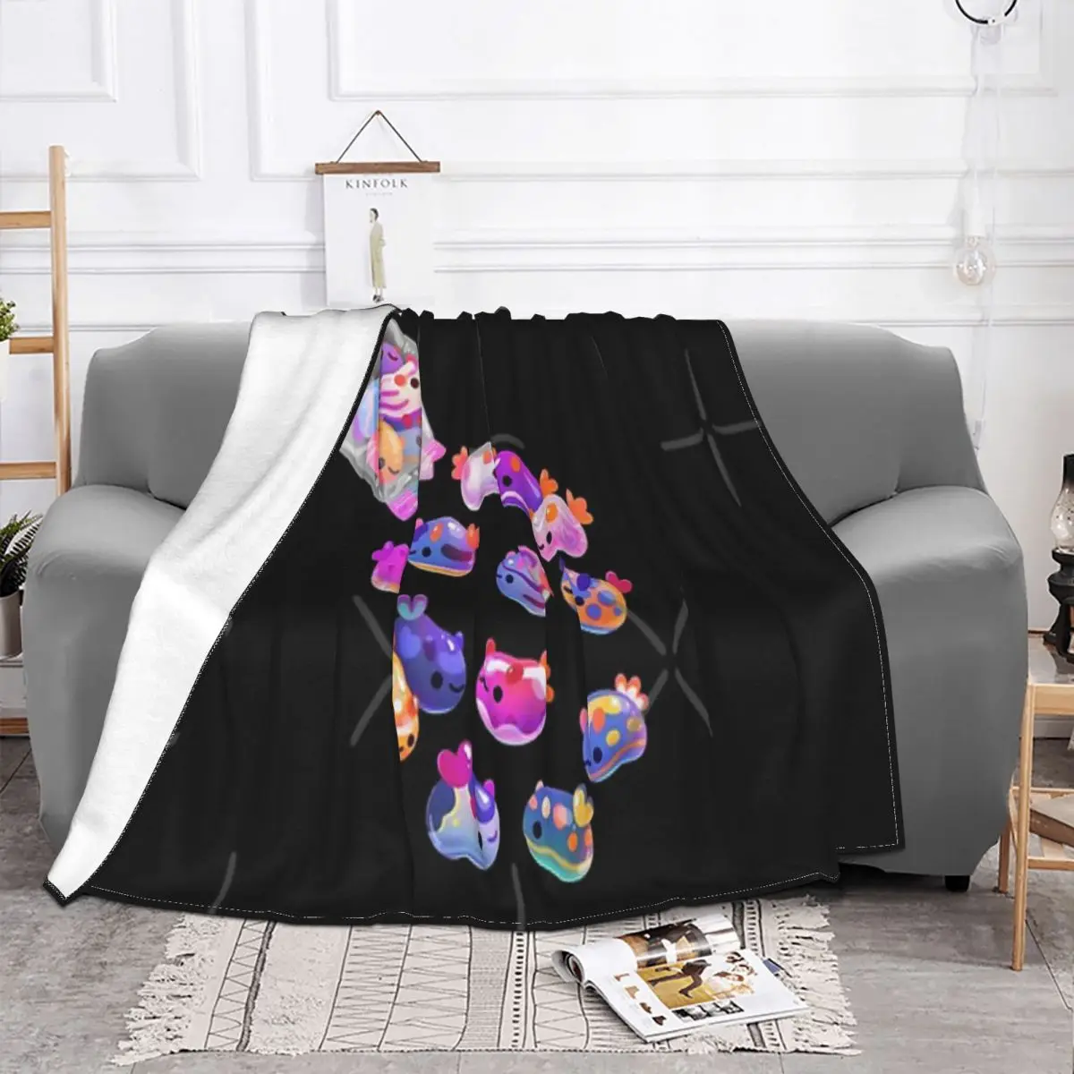 Jelly Bean Sea Slug-Manta oscura, para cama colcha, edredón a cuadros, manta de muselina a cuadros para Picnic, fundas para cama