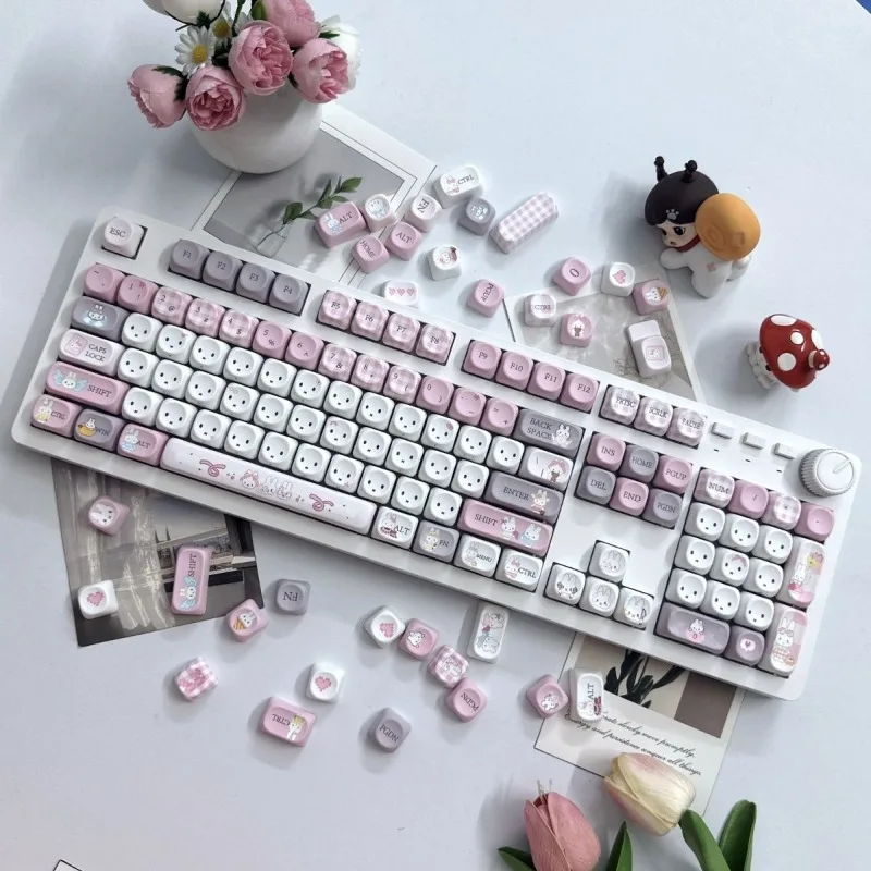 Miffy Pink Mechanical Keyboard High Color Value Cartoon Expression Printing Men's and Women's Office Wired Game Keyboard Gift