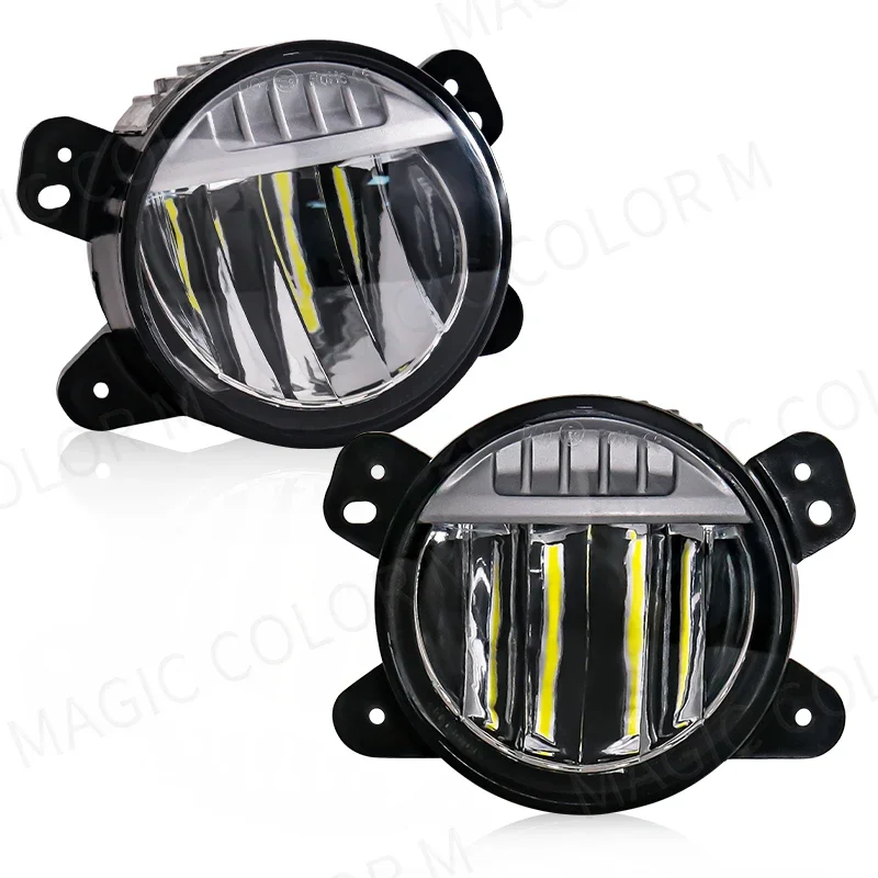 2-in-1 For Jeep Wrangler JK LED Fog Lamp DRL Daytime Running Lights Off Road 6500K Front Bumper Headlight 12V Car Accessories