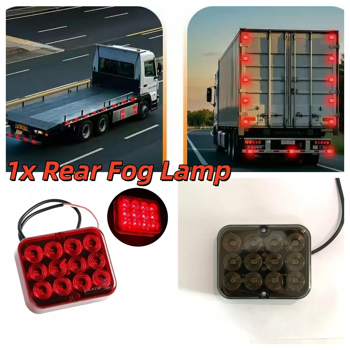 12V Led Rear Trailer Fog Light Lamp Transporter Universal Black E Approved Indicator Waterproof For Car Truck Trailer Caravan