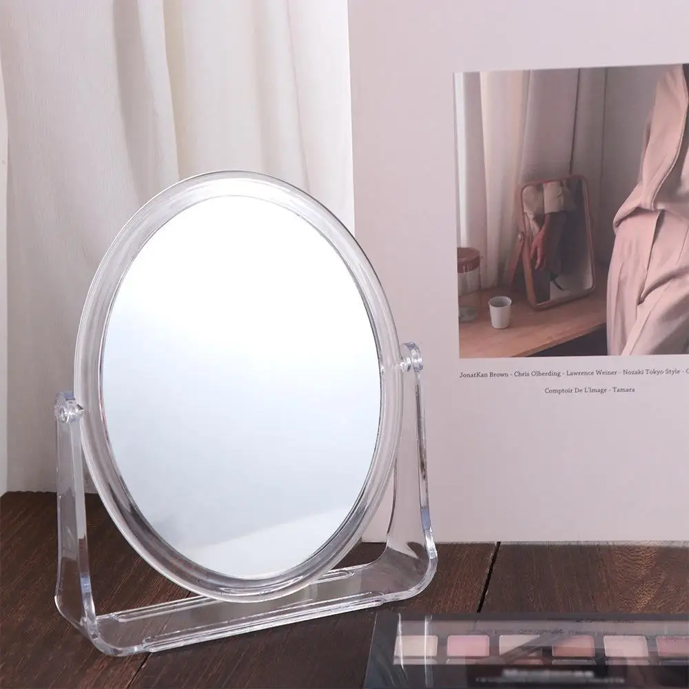 Round Square 5x Magnifying Mirror Double-sided Flexible Desktop Cosmetic Mirror with Stand Clear Table Makeup Mirror Makeup