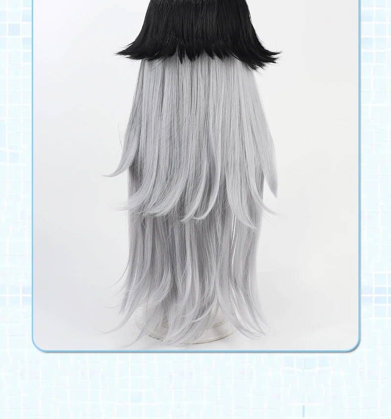 K Cosplay Wigs Nikke The Goddess of Victory K 90cm Synthetic Hair Long Straight Black Mixed Gray Cos Wig Heat Resistant
