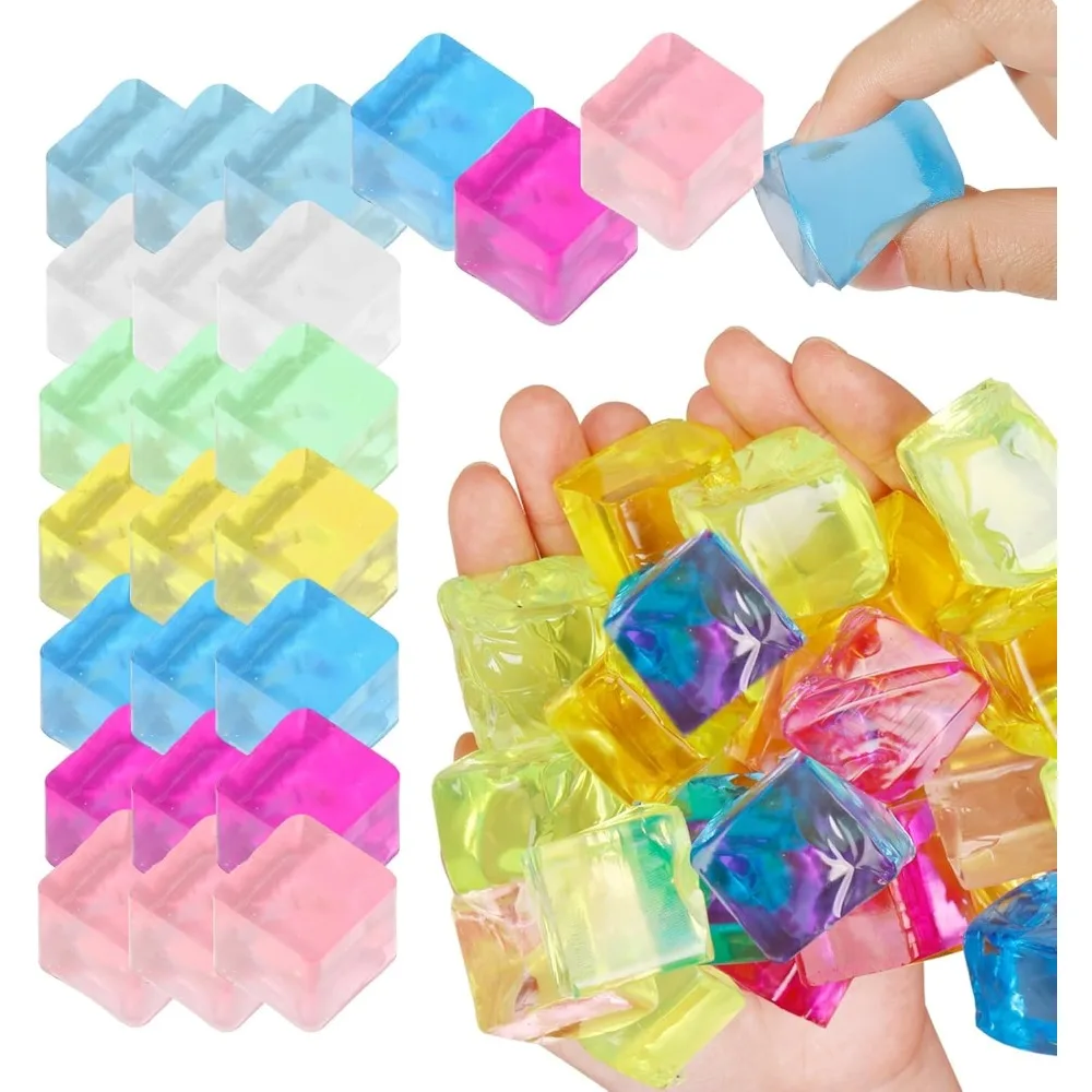10-60 Stück Sensorische Fidget-Würfel Eiswürfel Quetschbare Stressabbau-Handtherapie für Erwachsene Klassenzimmerpreis – Detail 1