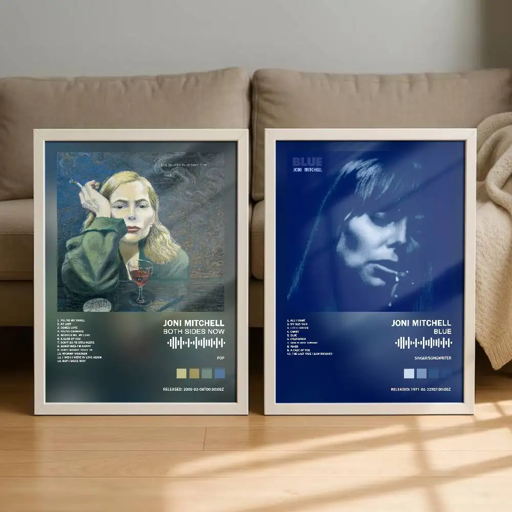 Joni Mitchell  Album CoverPoster Self-Adhesive Art Waterproof Paper Sticker Coffee House Bar Room Wall Decor