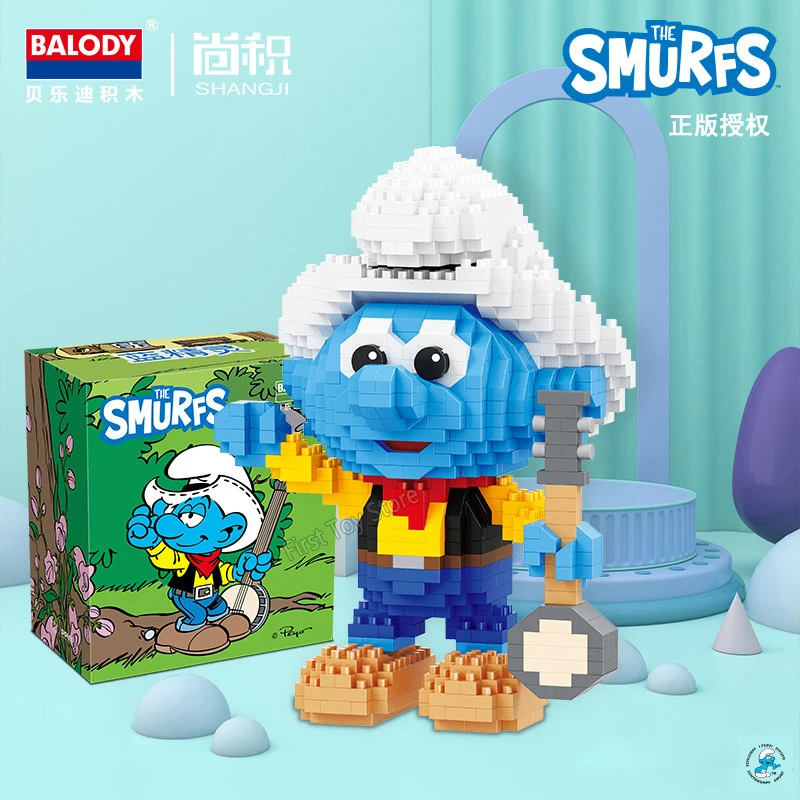 New Balody Genuine Anime Cartoon The Smurfs Mini Blocks Smurfette Small Anime Building Blocks Collection Toy  Figure Kids Gifts