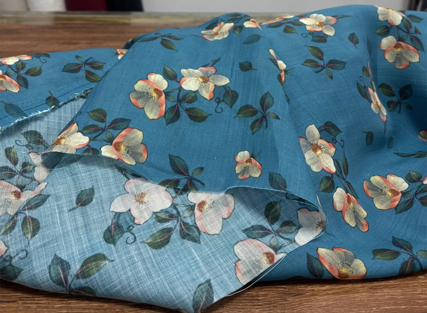 

1yard Skirt dress shirt bag cheongsam fabric natural ramie fabric for clothing flower print tissu