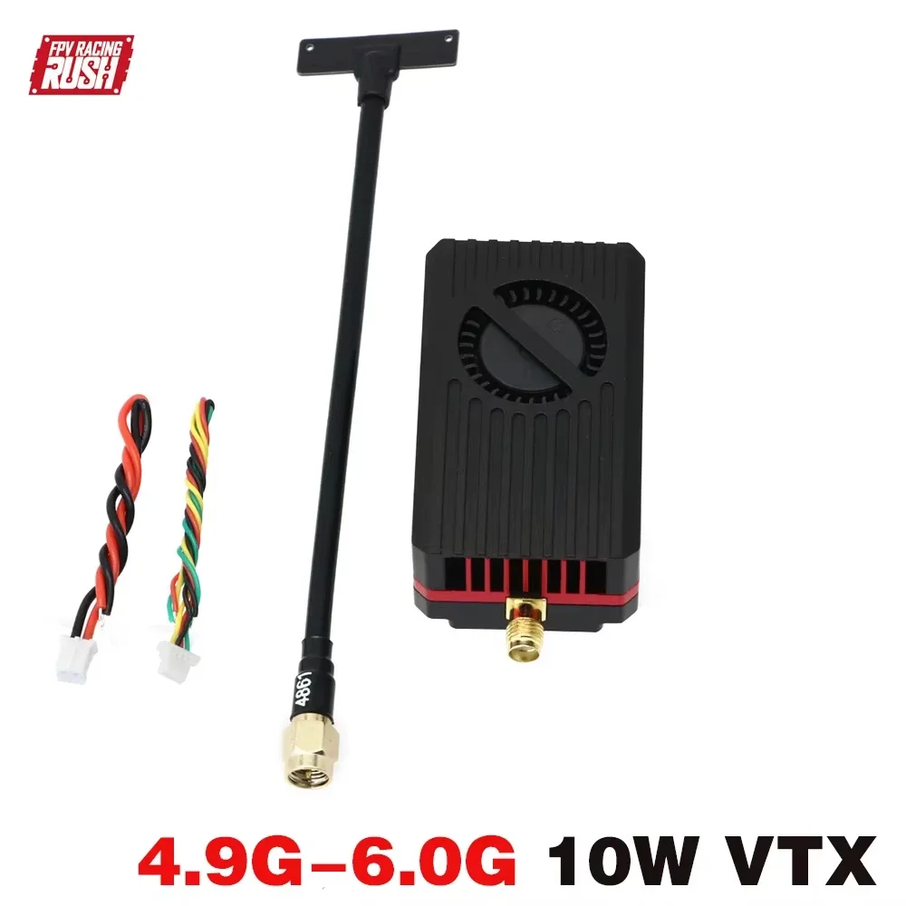 RoRuSRUSHFPV XSPAN 10W VTX 4.9G-6.0G 10000mW High Power Transmitter With CNC Aluminum Heat Sink For Stable Long Flight