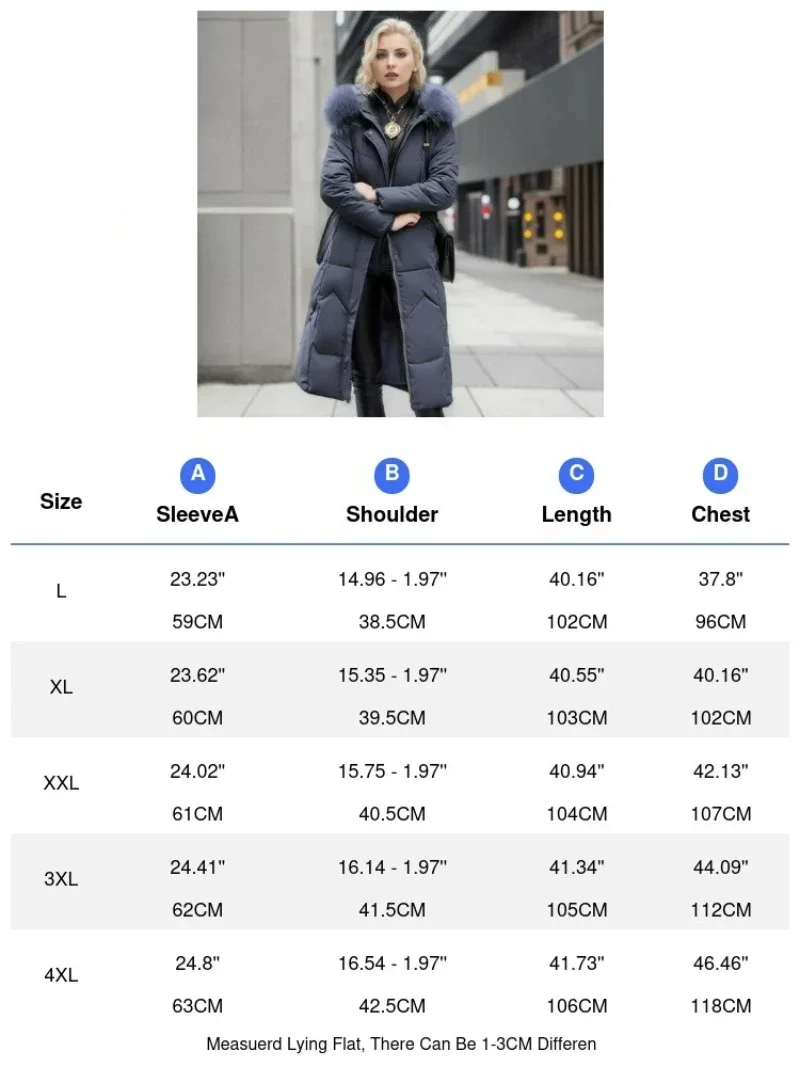 Women Elegant Parkas 2024 Long Thickened Down Cotton Thermal Jacket Fashion Quilted Faux Fur Collar Hooded Coat Available 4XL