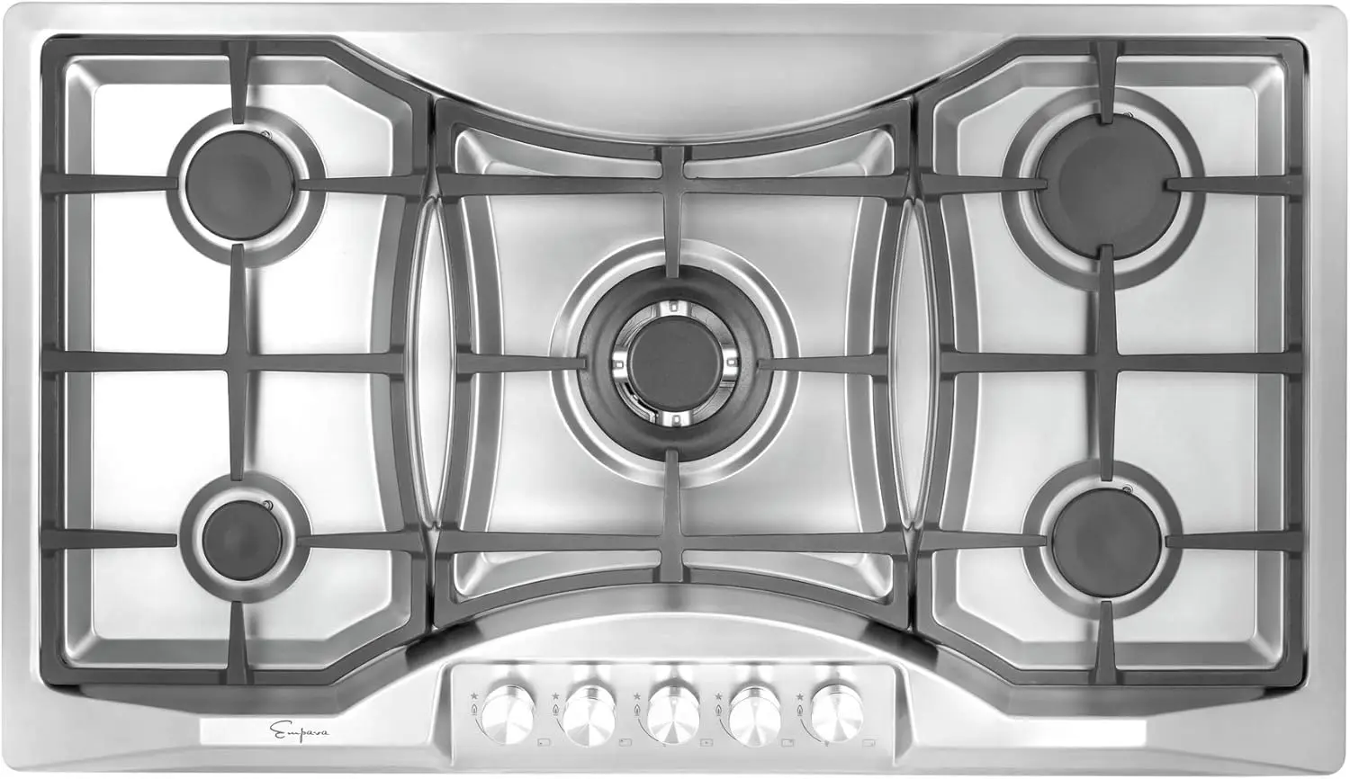 Gas Stove Cooktop 5 Italy Sabaf Sealed Burners NG/LPG Convertible in Stainless Steel, 36 Inch