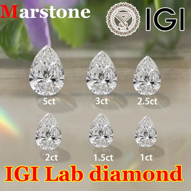 IGI مختبر الماس 1-5CT DEF VS-VVS الكمثرى القلب الزمرد مشع وسادة CVD HPHT IGI GIA شهادة سوبر وايت نمت الحجر