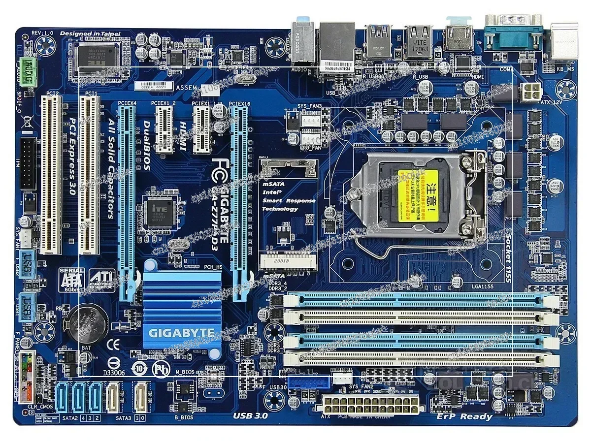 95% New Z77 Mainboard Gigabyte GA-Z77P-D3 1155 Mainboard Support 1230 V2 3470