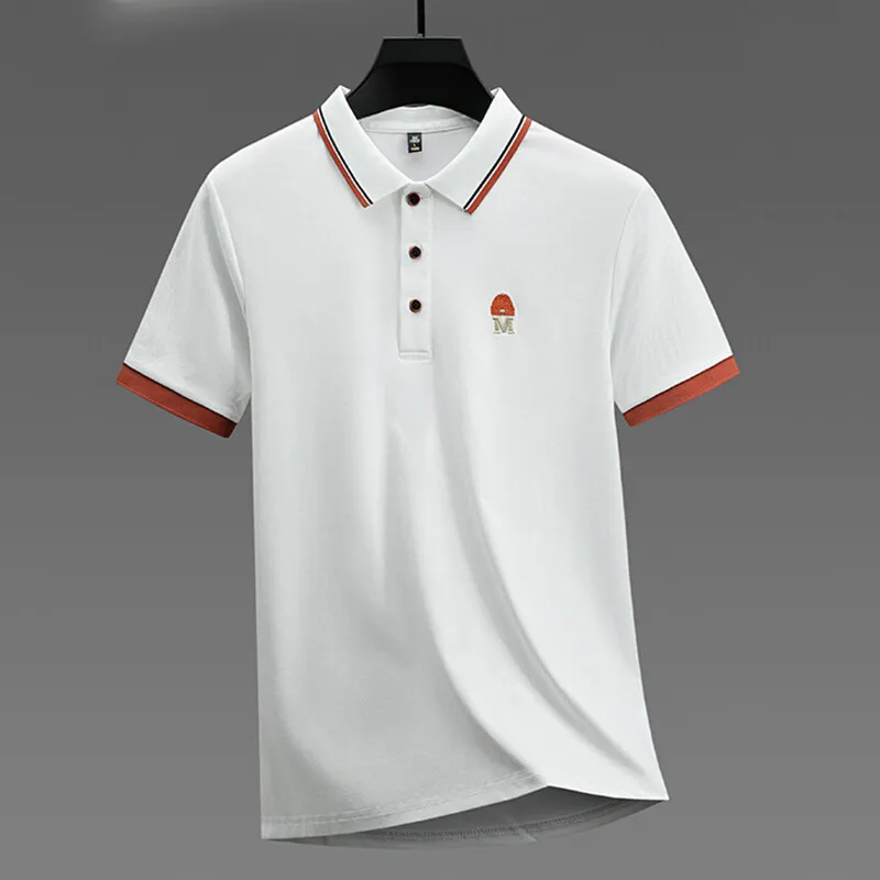 

Classic Solid Color Polo Shirts Men's Summer Short Sleeve Business Lapel T-shirts Retro Embroidery Casual POLO Tees Men Clothing