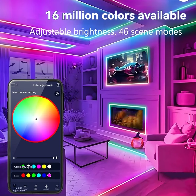 Vendita calda-Striscia di luce al neon RGB 5M con telecomando a 24 tasti - Luci impermeabili che cambiano colore per camera da letto, stanza e decorazioni per esterni