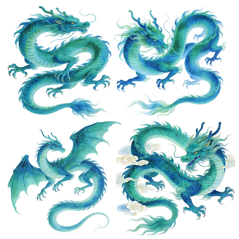 Three Ratels CEE159 Mysterious Blue Dragon Art Wall Stickers for Home Decoration Door decals Lucky Car Stickers