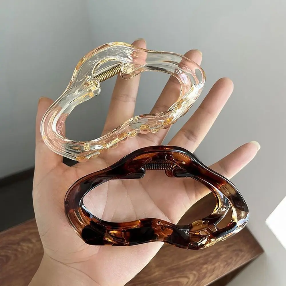 

Заколка-краб для волос с геометрическим узором, большая, янтарная, в корейском стиле, женская, с волнистыми линиями, пластиковая, для укладки волос