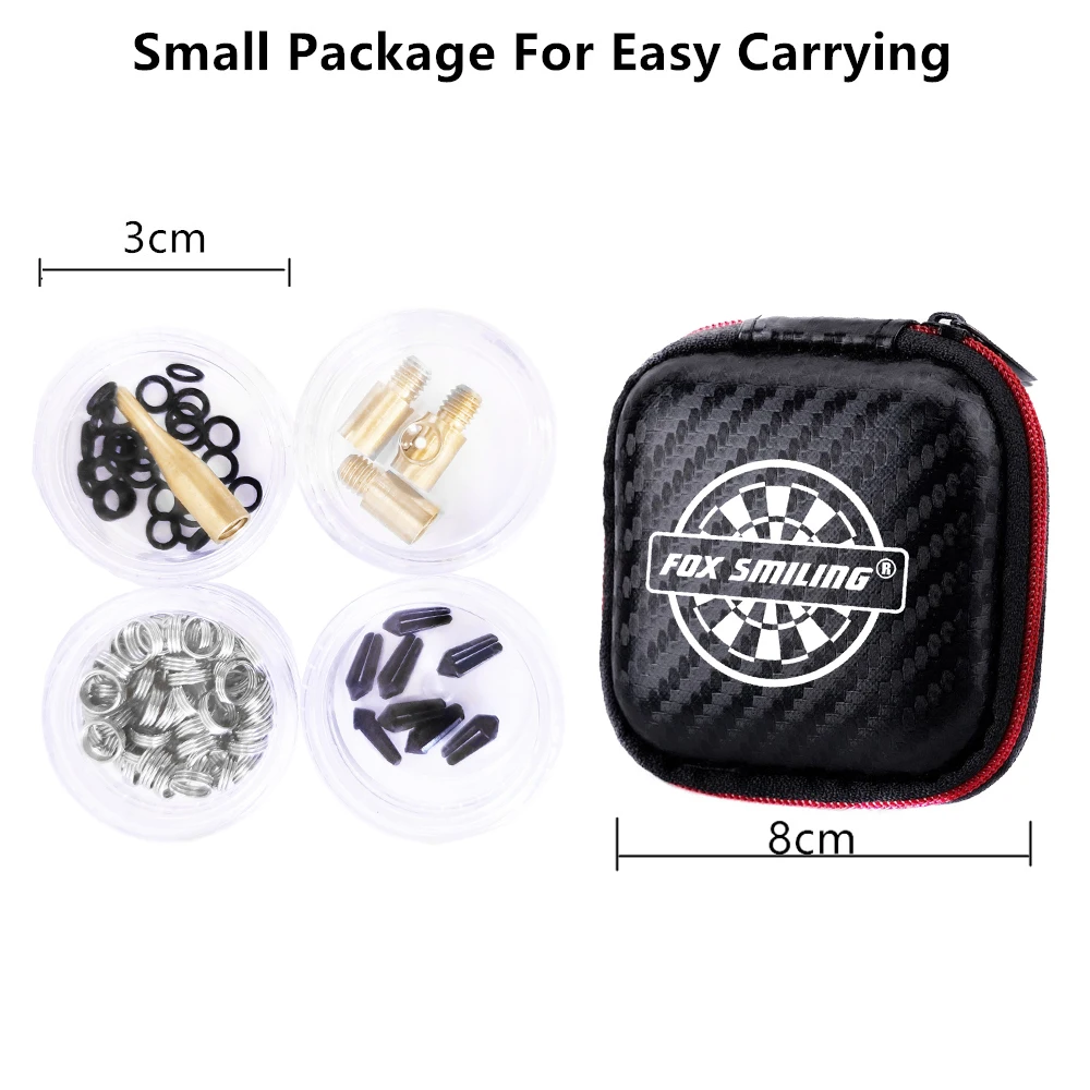 FOX SMILING Repair Dart Tool Kit, 145PCS, with Steel Rubber O Ring, Sharpener Dart Accessories Set Flight Protector and We