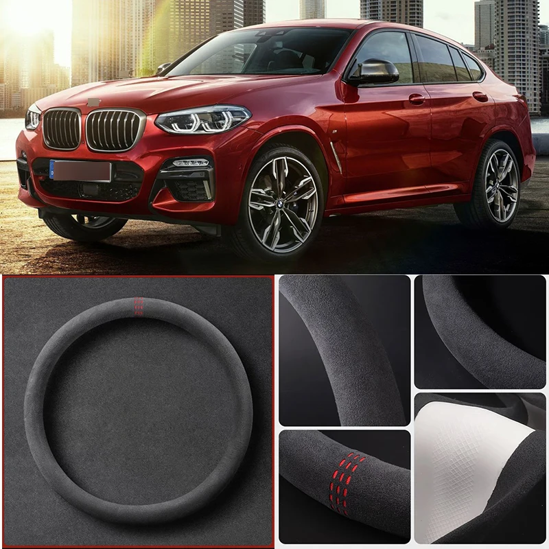 

Alcantara Anti-Slip Black Suede Leather Car Universal Steering Wheel Cover For BMW X4 Car Accessories