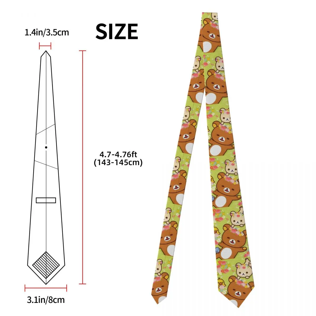 Custom Mangas R-Rilakkumas Animes Ties Men's Fashion Silk Classical Necktie for Wedding