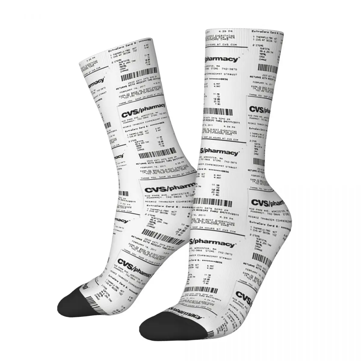 

CVS Receipt Socks Harajuku Sweat Absorbing Stockings All Season Long Socks Accessories for Man's Woman's Christmas Gifts