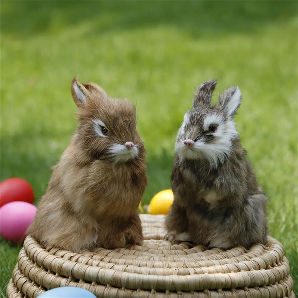 Mini Lifelike Animal Desktop Furnishings Simulation Easter Rabbits Rabbit Model Plush Toys