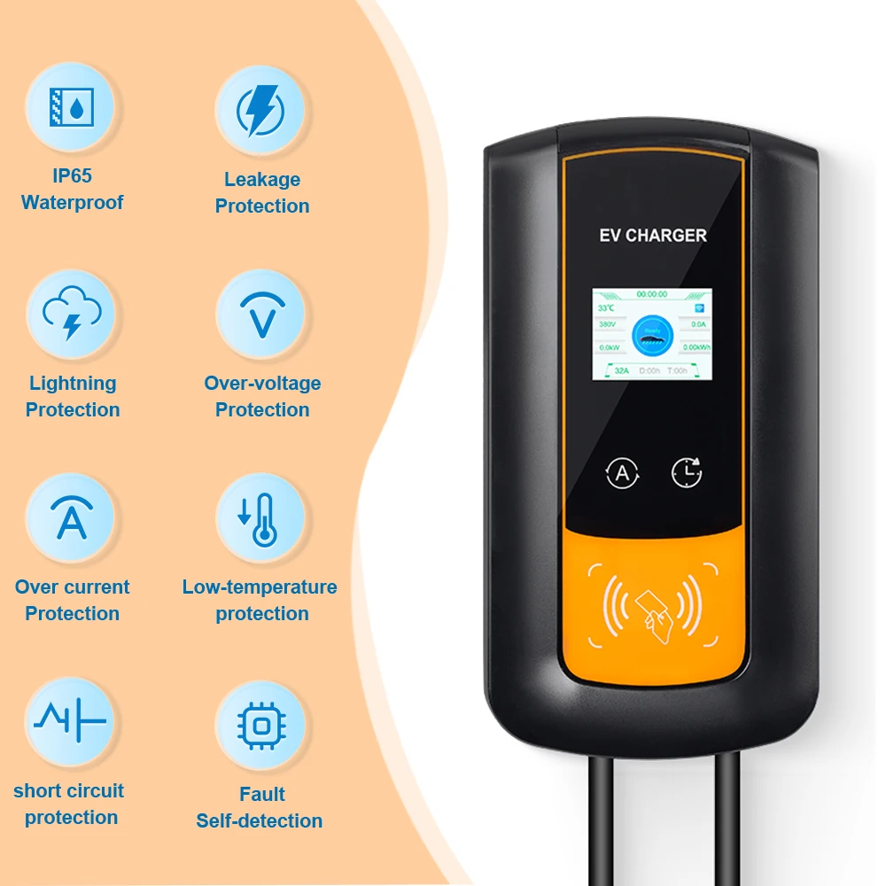 JDMEX 11KW Type2 stazione di ricarica EV Wallbox 16A caricatore per veicoli elettrici trifase EVSE Type2 cavo IEC62196-2 controllo APP