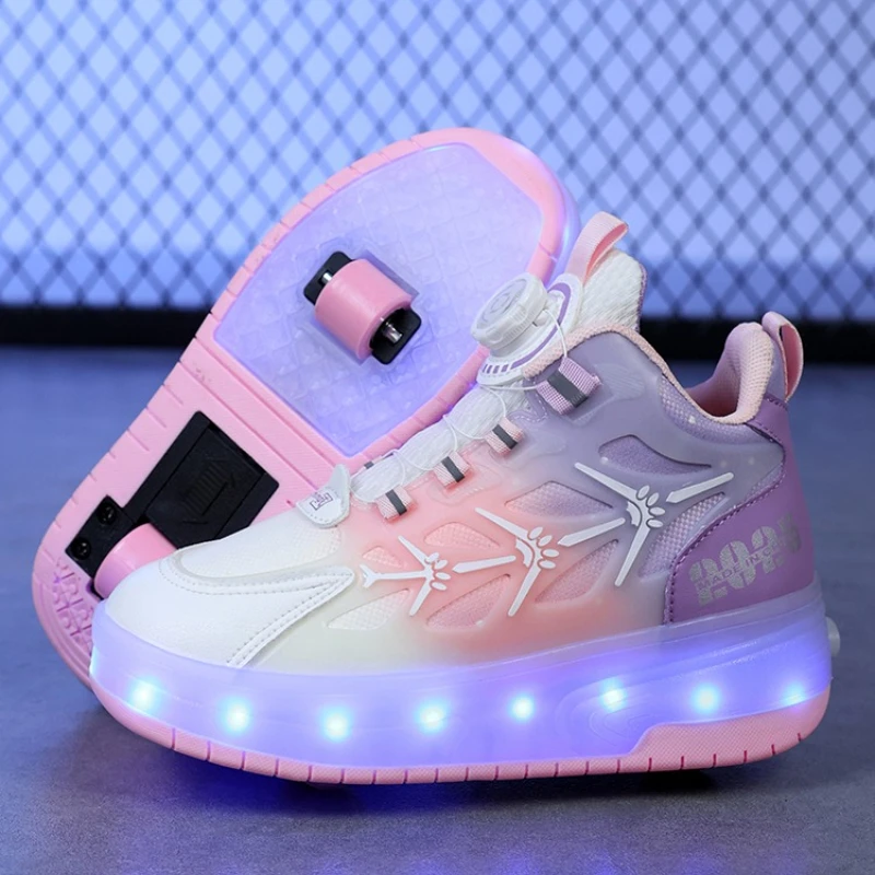 

Обувь для роликовых коньков, детские спортивные 2-колесные кроссовки для мальчиков и девочек, модные повседневные ботинки со светодиодной подсветкой, детская игрушка, подарочная обувь