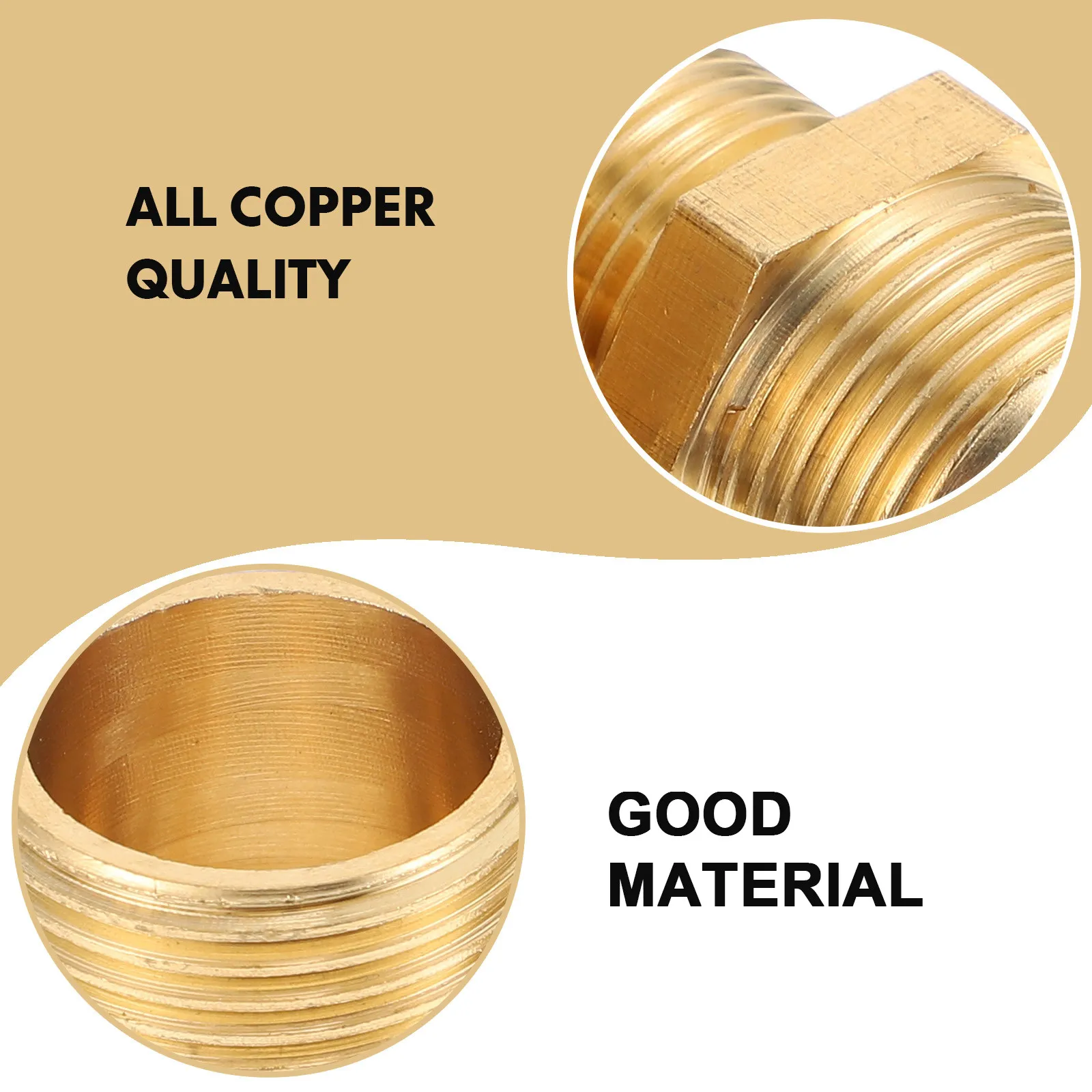 

2 шт. утолщенных медных прямых соединителей для водопроводных и газовых труб, прочные долговечные фитинги для труб, медные соединители