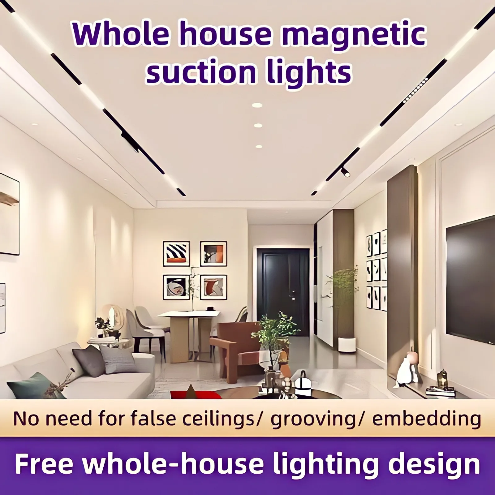 48v Magnet 5mm Ultra Thin Rail Ceiling Surface Mount Magnetie Track Light Modern Magnet Flood Grille Spot LED Lamp Spotlight