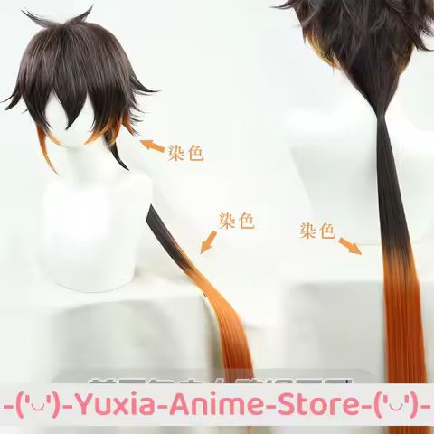 Genshin Impact Zhongli Cosplay Wig Anime Game Roleplay Party Costume Prop Synthetic Hair Heat Resistant Fiber