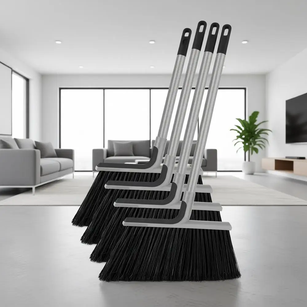 

Outdoor Broom Heavy Duty with 55 Long Handle, Commercial Brooms for Indoor Courtyard Restaurant Garage Patio Market Kitchen Offi