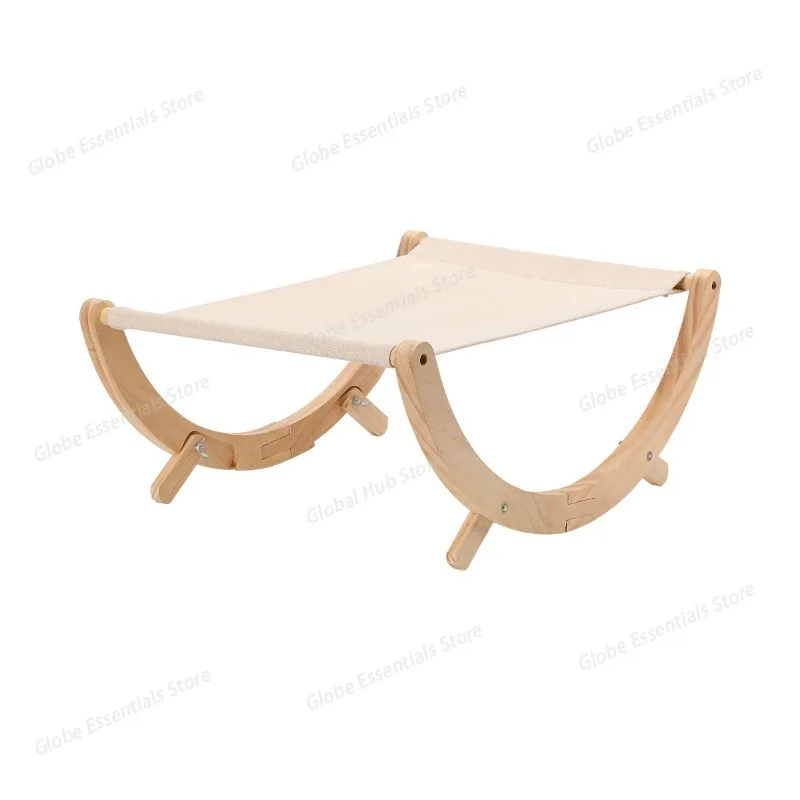 

Wooden Cat Hammock Foldable Removable Breathable Slip Resistance Elevated All Seasons Cat Swing Bed for Cats Puppies