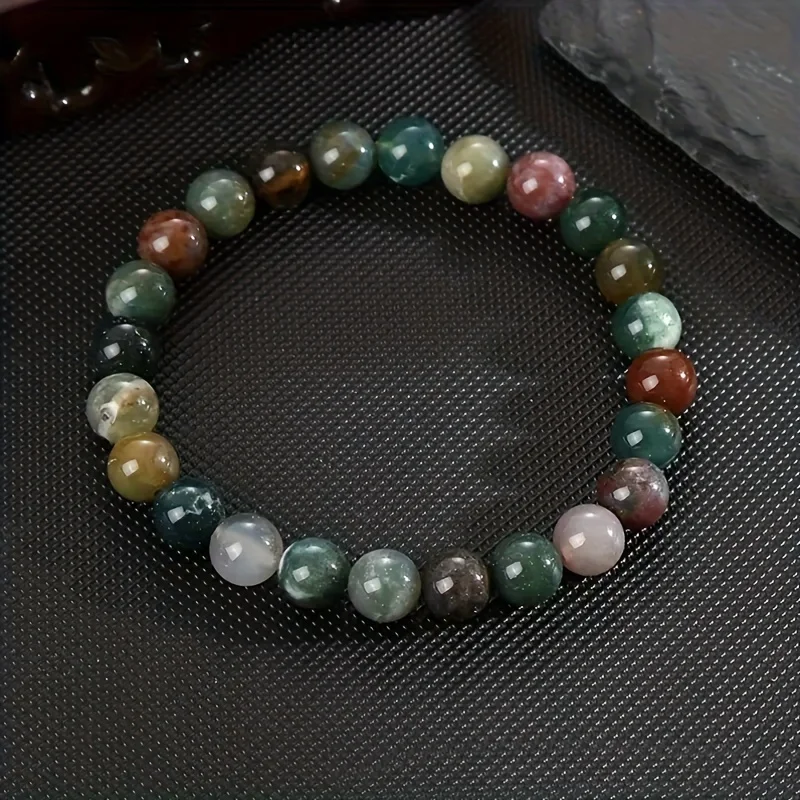 1 String Natural Stone Beaded Bracelets 6 8 10mm Colorful Indian Agate Female Bracelet on Hand Energy Healing Yoga Jewelry