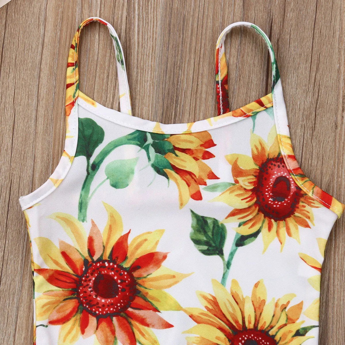 Baby Baby Meisjes Zomer Badpak 0-24 Maanden Mouwloze Sling Zonnebloem Print Ruche Strandkleding