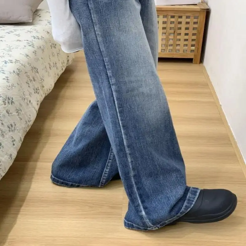 النمط الأمريكي السراويل الرجعية نمط السراويل النساء عالية الخصر فضفاضة تناسب غسلها السراويل ربيع جديد أزياء غير رسمية الشارع الشهير الدنيم