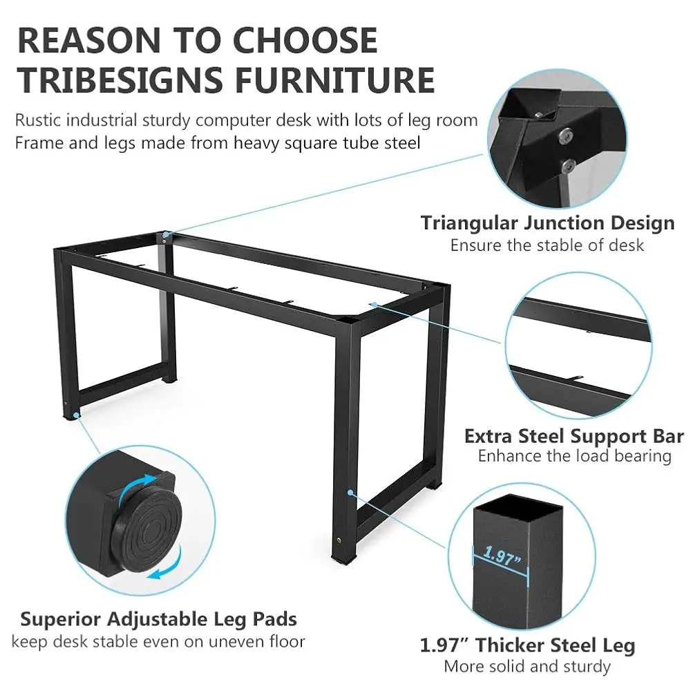 Modern Simple Computer Desk, 47 H Vintage Office Desk Computer Table, Study Writing Study Desk Workstation For Home Office,