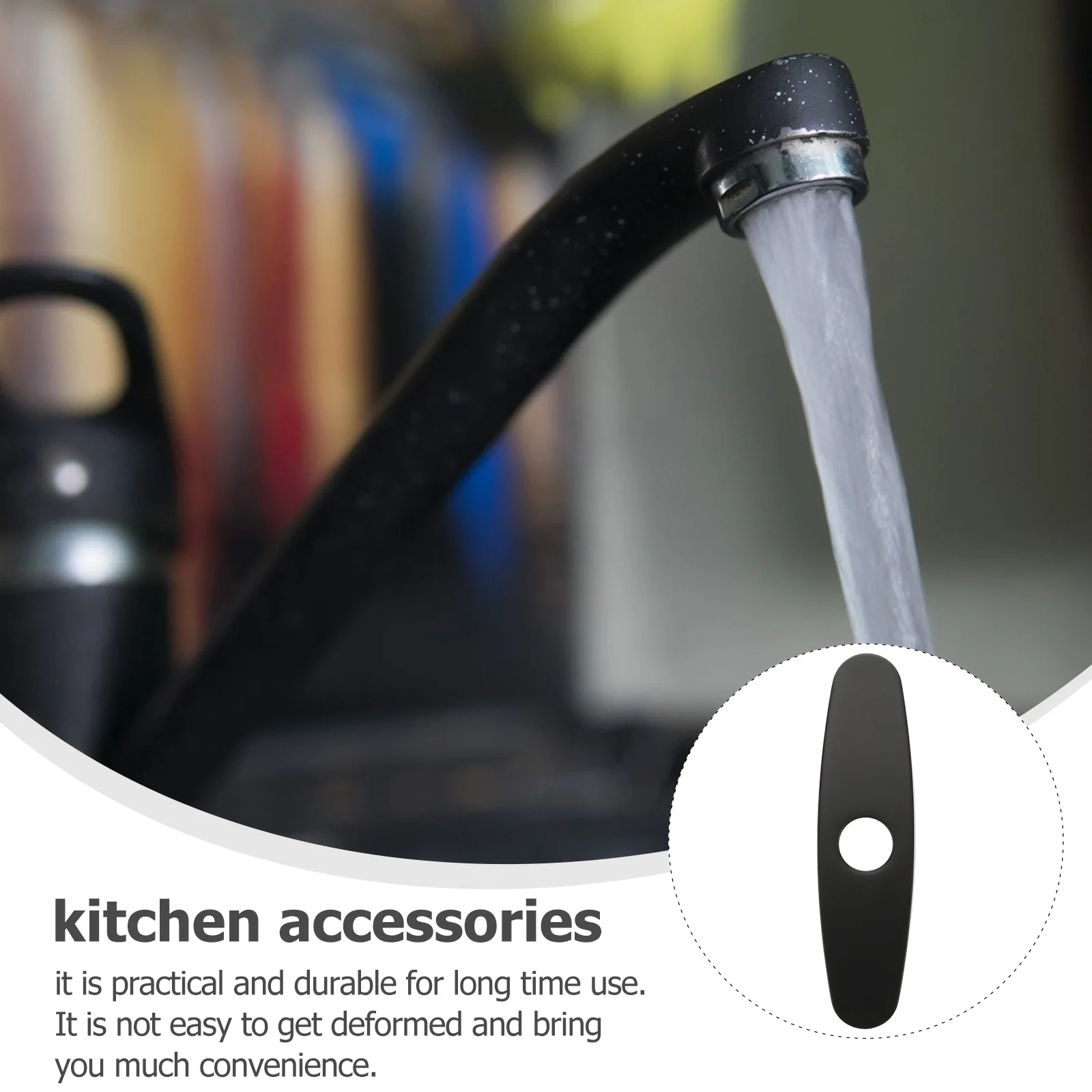 

10 Inch Black Faucet Plate Stainless Steel Brushed Single Hole Sink Hole Cover Corrosion Resistant Scratch Proof