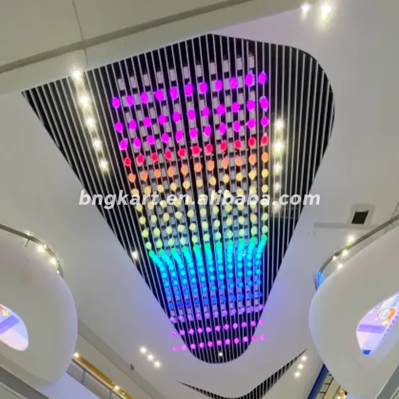 Custom Motorized LED Lifting Matrix PE Shade DMX512 Kinetic Light Array Science Museum Government Lobby Immersive OEM