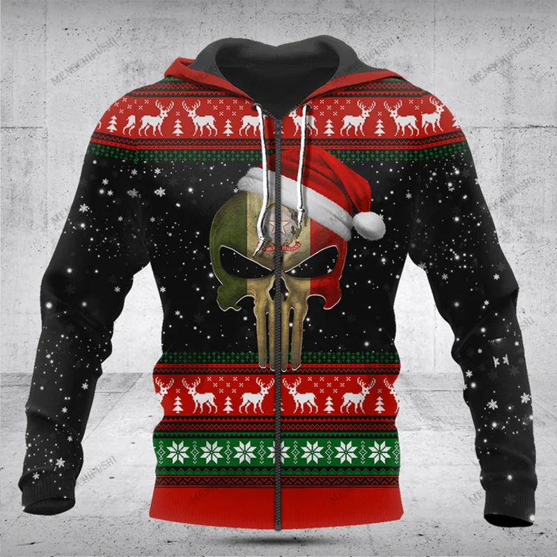 

Худи на молнии унисекс, Повседневная зимняя кофта оверсайз с надписью на заказ, с эмблемой Италии, на Рождество