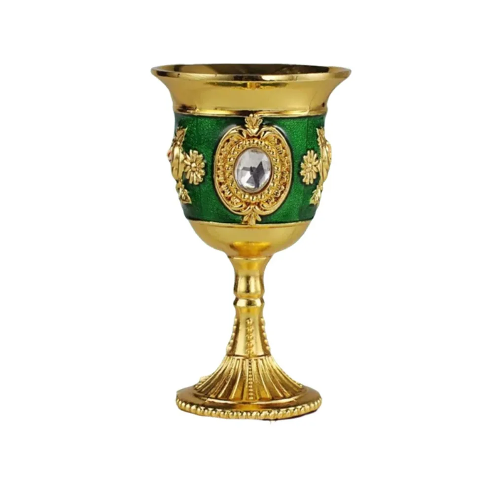 

Exquisite Vintage Medieval Rose Embossed Goblet Anti-break Zinc Alloy Spirits Cup Mini Decorative Cup Banquet