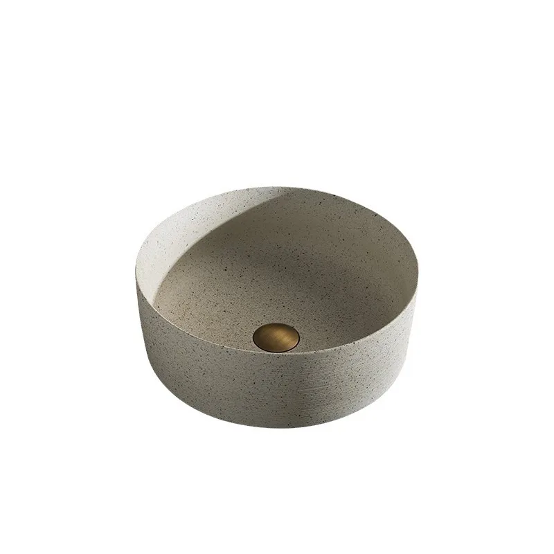 

Round table basin New Chinese retro wash basin Small apartment household balcony Bathroom Art wash basin
