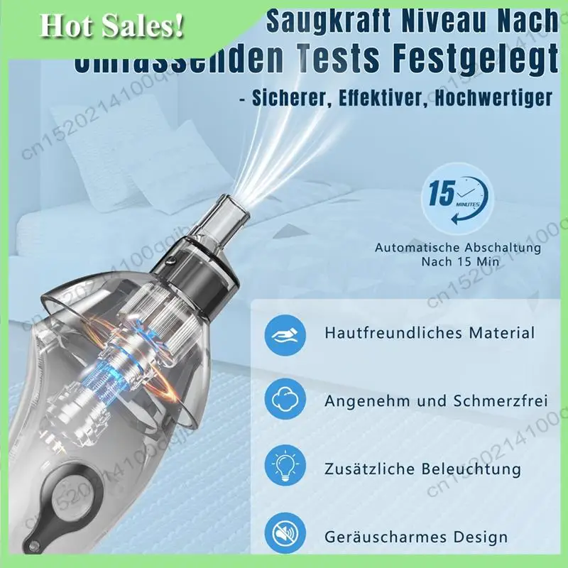 -FDDT Strumento per la rimozione del cerume con aspirazione sottovuoto, cucchiaio elettrico per orecchie con luce per bambini e adulti, dispositivo sicuro per la cura dell'orecchio