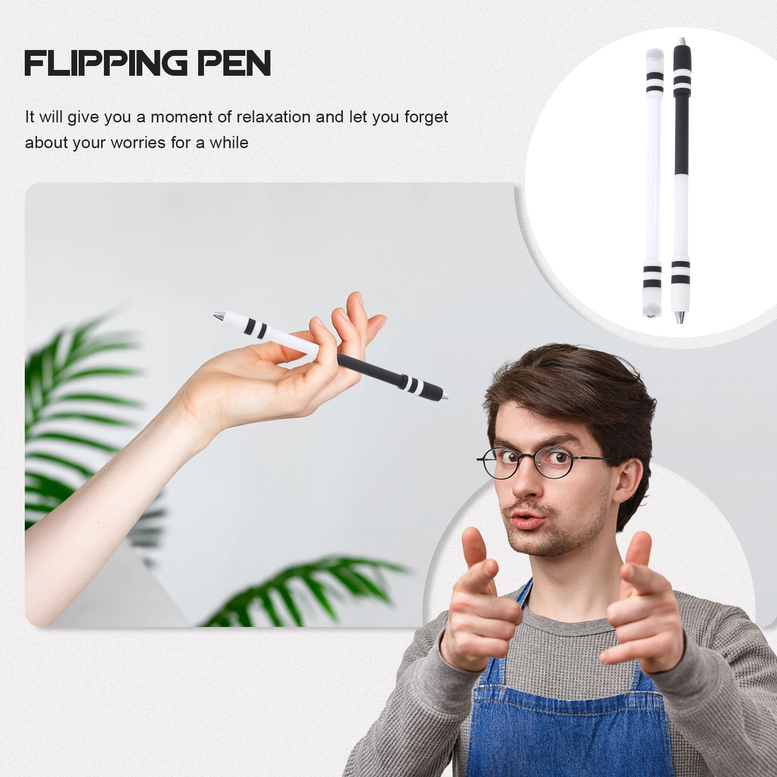 

2pcs Rotating Pen Stress Reliever Funny Office Toy Portable Silicone Flipping Finger Pens Students