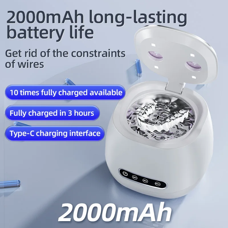 48khz超音波洗浄機-2000mah-uv滅菌器-超音波洗浄-ジュエリー-指輪-メガネ-義歯クリーナー