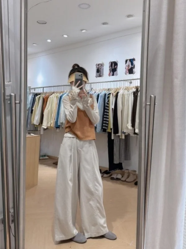 

Корейский дизайнерский комплект: женский костюм-двойка с длинными рукавами (топ и брюки), весенняя новинка, модная верхняя одежда на бретелях