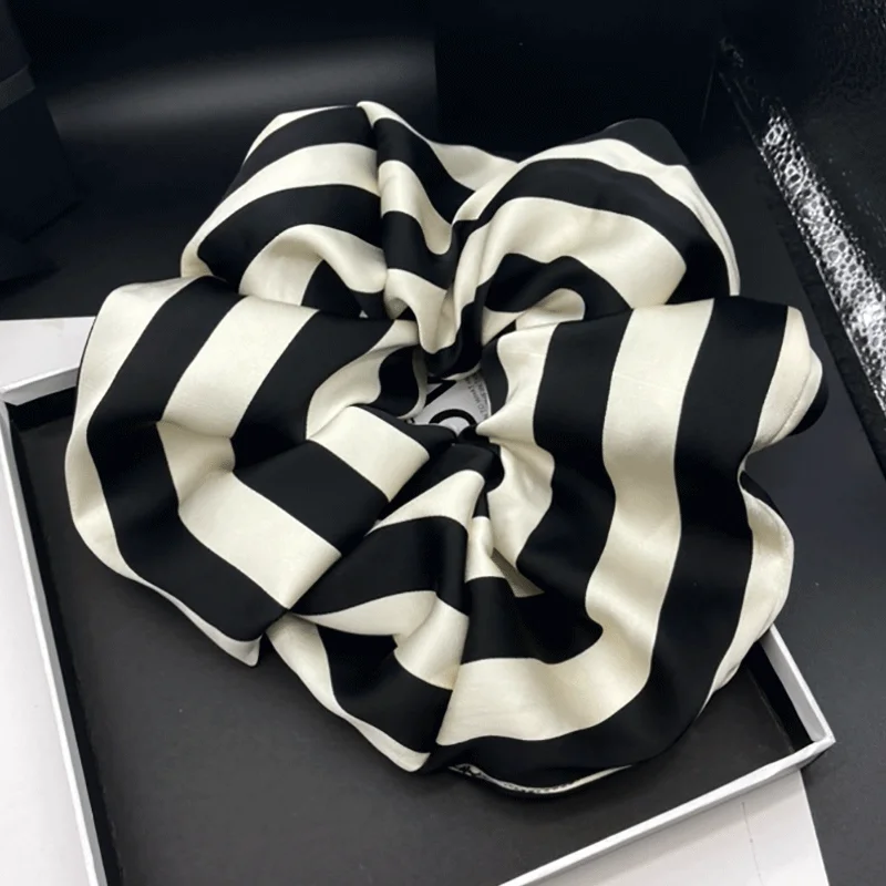 

French style high-end striped large intestine headband hair tie women's fashion ponytail headband hair accessory headband flower