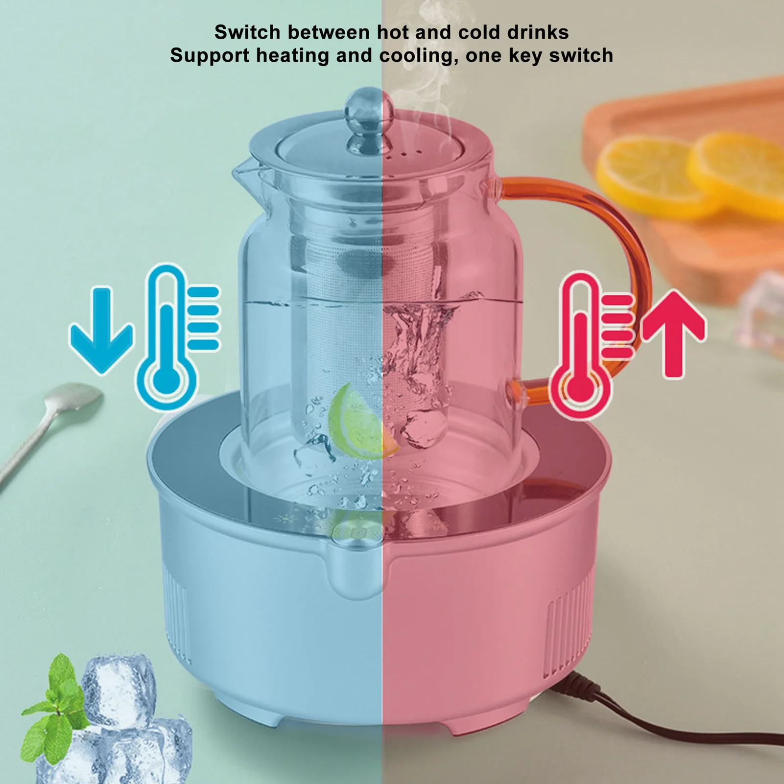 قاعدة تسخين التبريد من 11 إلى 68 ℃   مع كابل USB، بساط كوب ذكي مزدوج الاستخدام للمنزل
