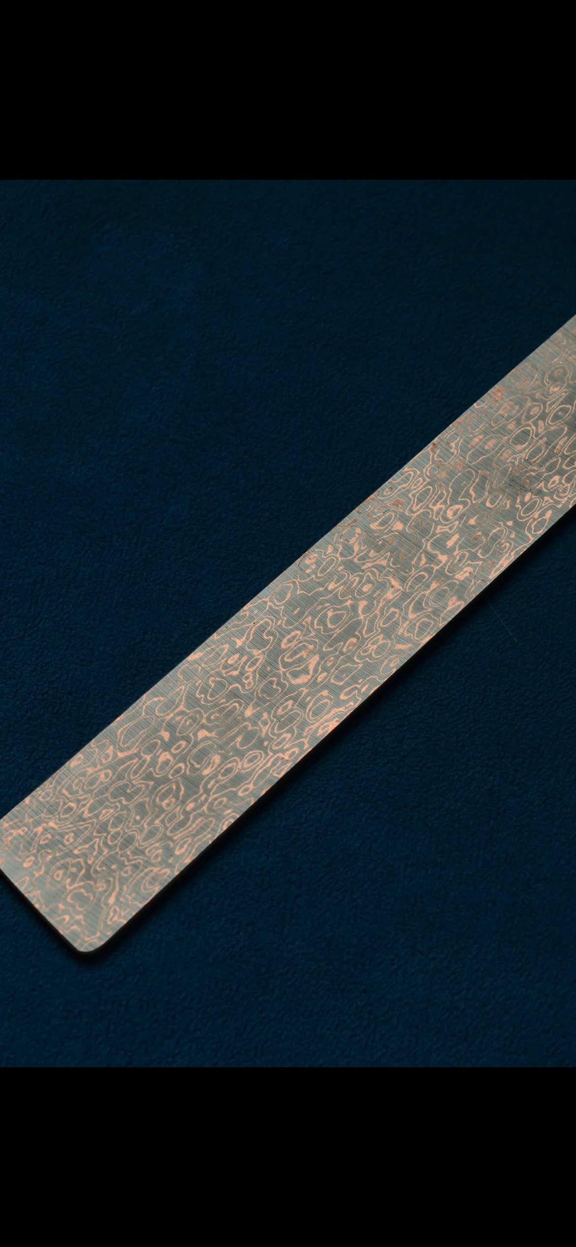 Copper Damascus San Mai Steel Bar, 45 Layers Cu-Mai Knife Blade Blank, Pre-hardened Stainless Steel for DIY Knife Making