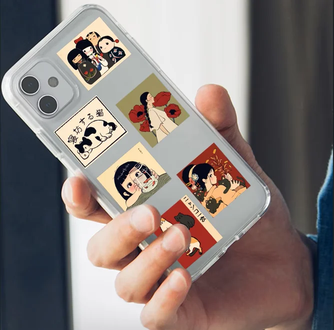 50pcs Vintage Classic Japanese Anime Scrapbook Stickers DIY Laptop Phone Diary Bike Retro Cartoon Decoration Sticker Decal